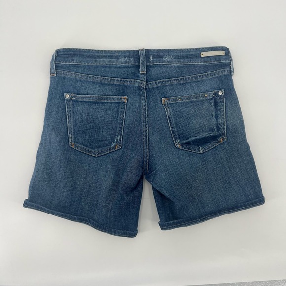 Anthropologie x Pilcro Stet Jean Bermuda Shorts Womens 26 Blue Cuffed Distressed - Picture 2 of 7